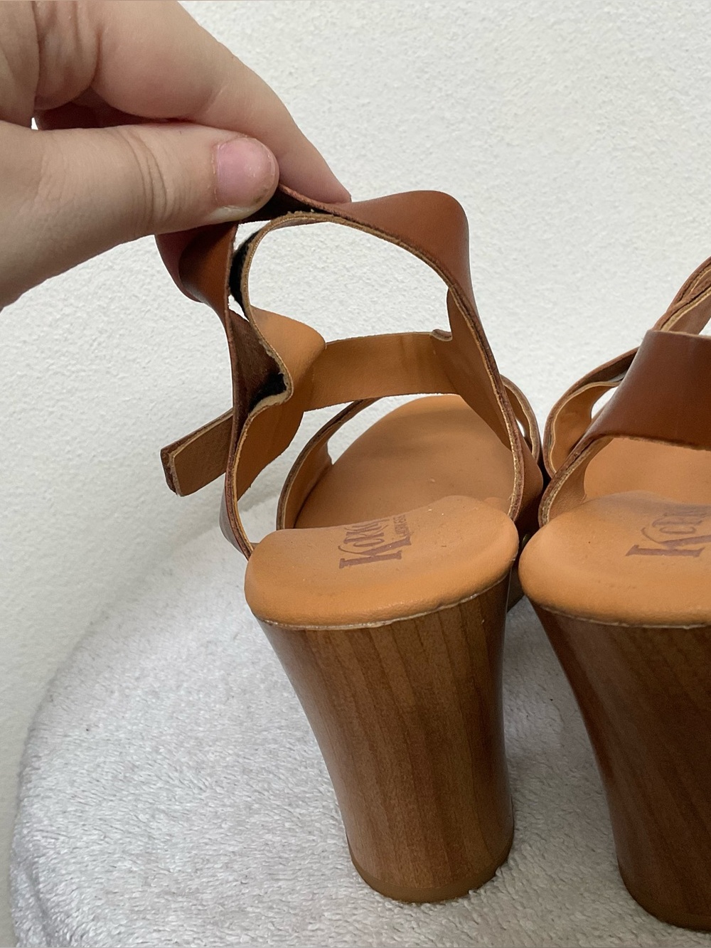 Korks By Cork Ease Gwen Peep Toe Platform Brown Ankle Strap Heel Size 9 - Picture 5 of 8